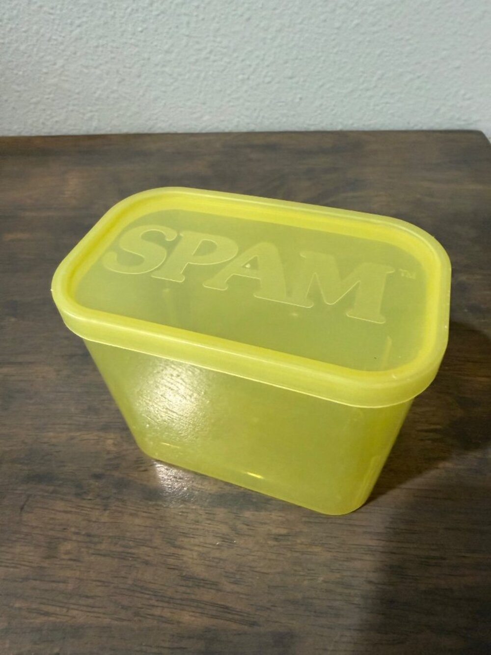 Vintage Spam Hormel Storage Keeper Container Yellow Made in USA Great Condition